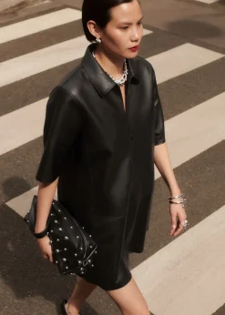 Mini-robe En Cuir Zippée