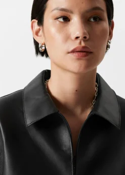 Mini-robe En Cuir Zippée