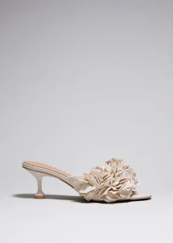 Mules En Cuir à Motifs Floraux Appliqués