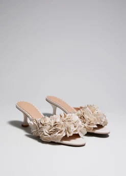 Mules En Cuir à Motifs Floraux Appliqués