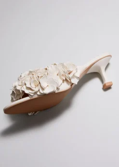 Mules En Cuir à Motifs Floraux Appliqués
