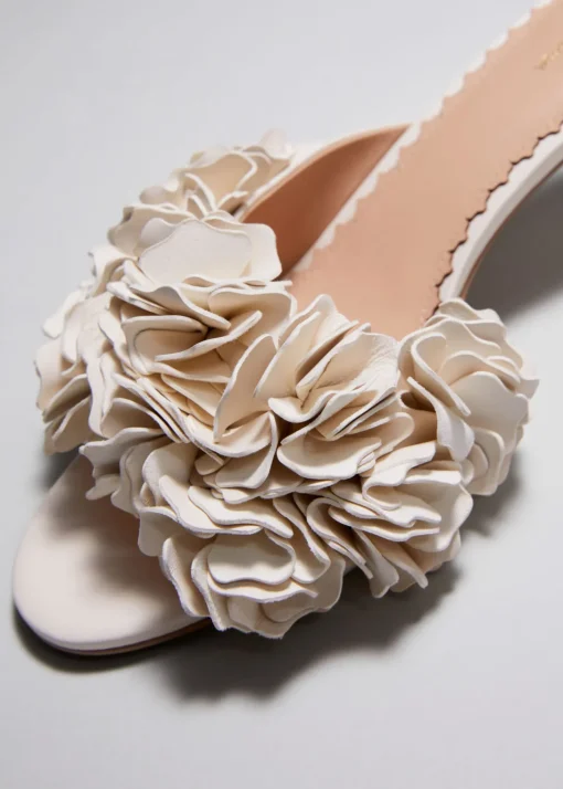 Mules En Cuir à Motifs Floraux Appliqués