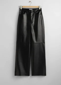 Pantalon Droit En Cuir