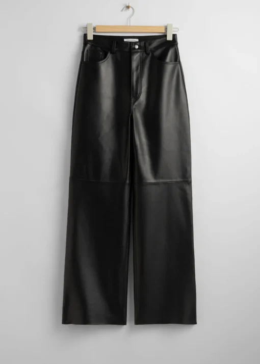 Pantalon Droit En Cuir