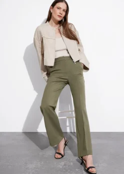 Pantalon Large à Plis Marqués