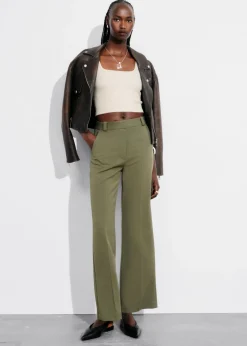 Pantalon Large à Plis Marqués