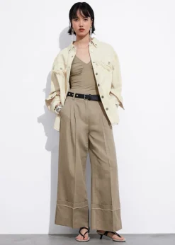 Pantalon Large à Revers