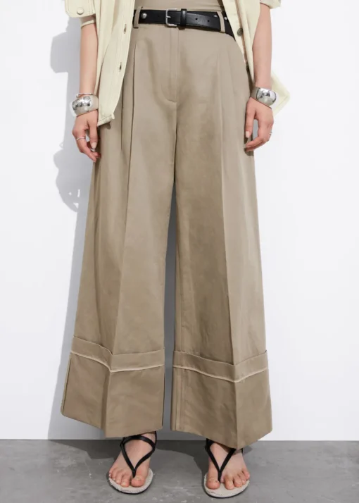 Pantalon Large à Revers