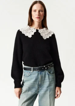 Pull En Maille à Col Crocheté