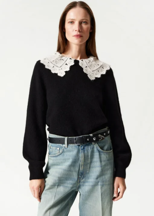 Pull En Maille à Col Crocheté