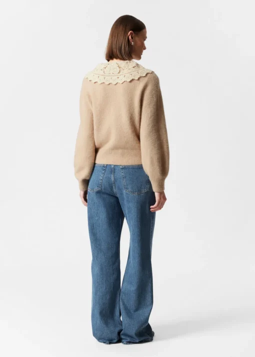 Pull En Maille à Col Crocheté
