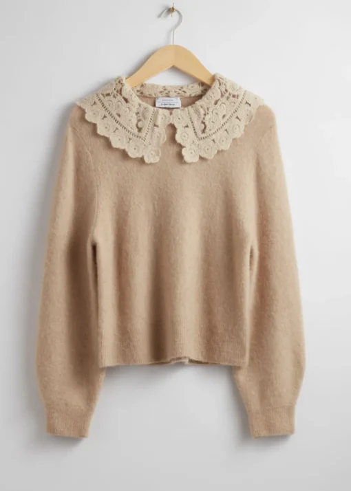 Pull En Maille à Col Crocheté