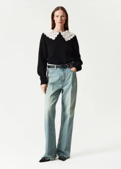 Pull En Maille à Col Crocheté