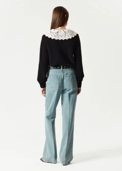 Pull En Maille à Col Crocheté