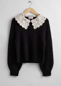 Pull En Maille à Col Crocheté