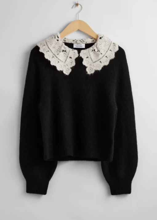 Pull En Maille à Col Crocheté