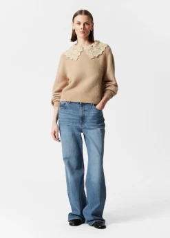 Pull En Maille à Col Crocheté