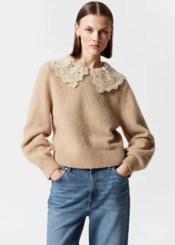 Pull En Maille à Col Crocheté