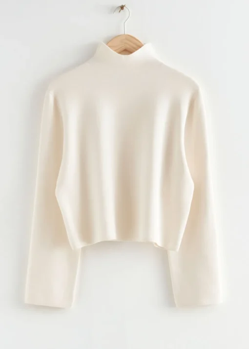 Pull En Maille Droit à Col Montant