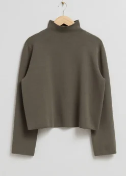 Pull En Maille Droit à Col Montant