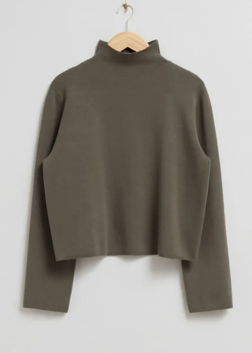Pull En Maille Droit à Col Montant