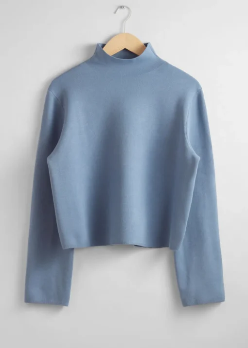 Pull En Maille Droit à Col Montant