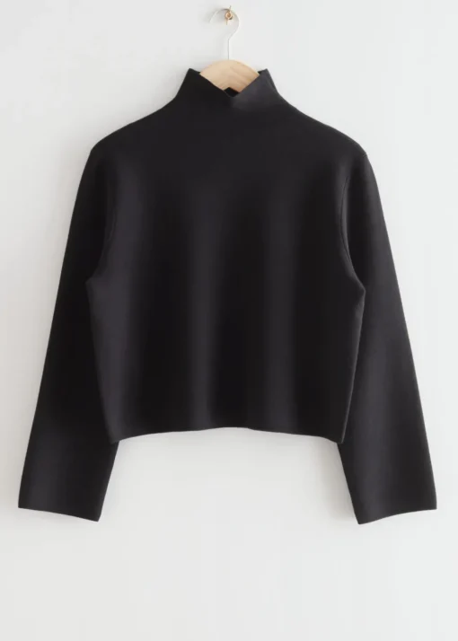 Pull En Maille Droit à Col Montant