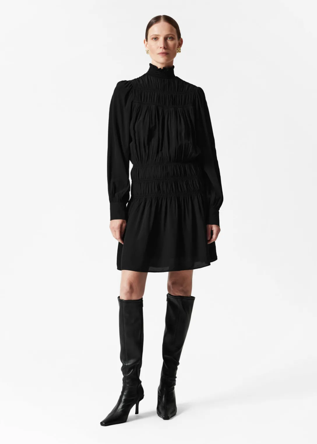 Robe Courte à Encolure à Smocks