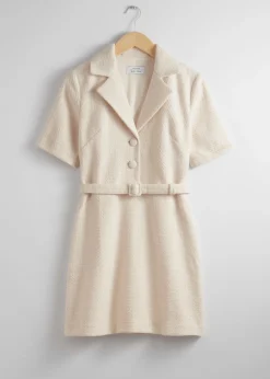 Robe Courte Ceinturée En Tweed
