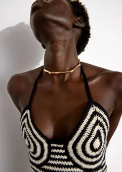 Robe Courte Crochetée à Dos Nu