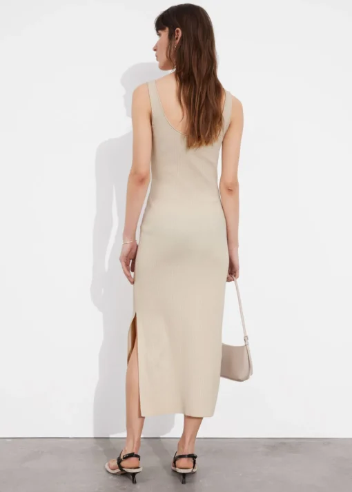 Robe Débardeur Midi En Maille Côtelée