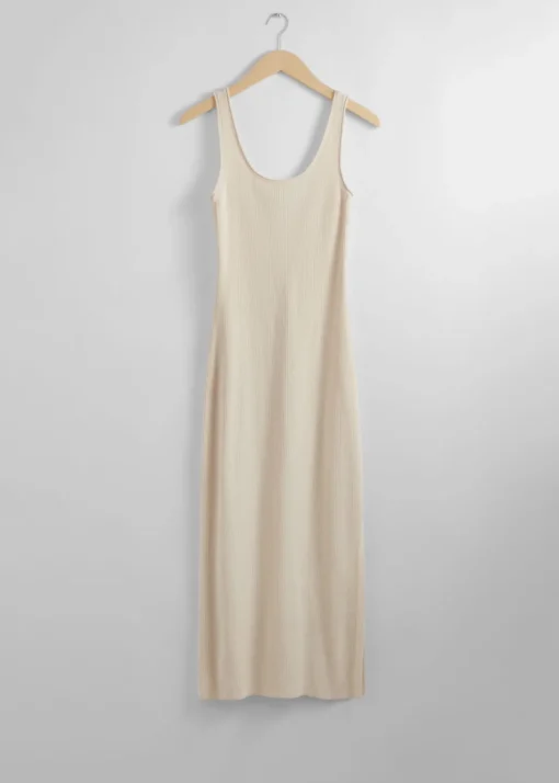 Robe Débardeur Midi En Maille Côtelée