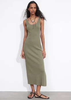 Robe Débardeur Midi En Maille Côtelée