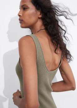 Robe Débardeur Midi En Maille Côtelée