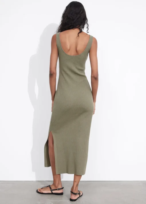 Robe Débardeur Midi En Maille Côtelée