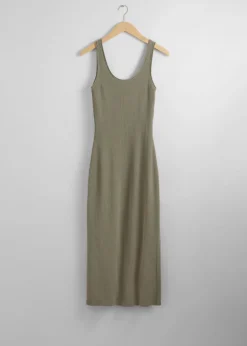Robe Débardeur Midi En Maille Côtelée