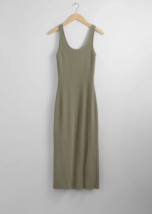 Robe Débardeur Midi En Maille Côtelée