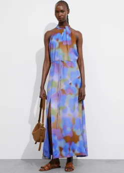 Robe Longue Imprimée à Dos Nu