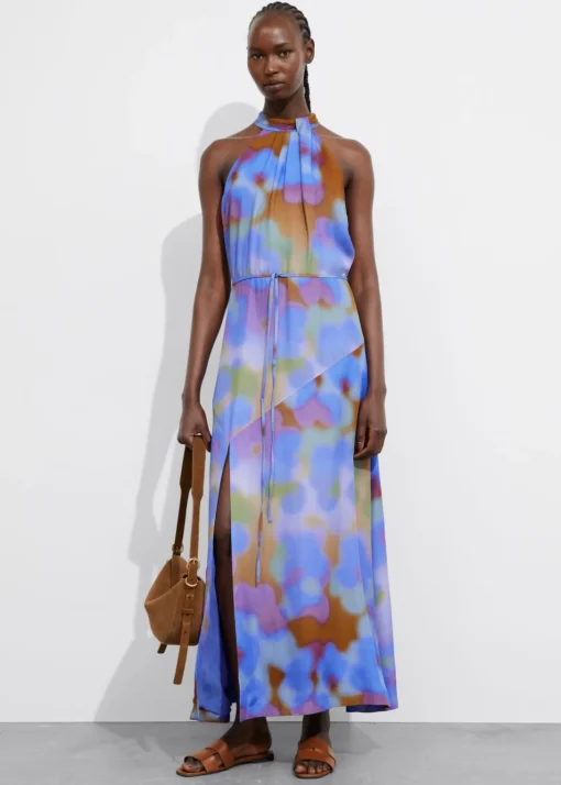 Robe Longue Imprimée à Dos Nu