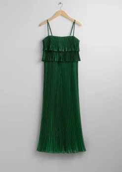 Robe Longue Plissée à Bretelles