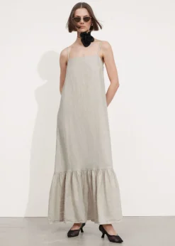 Robe Midi à Bretelles En Lin