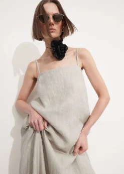 Robe Midi à Bretelles En Lin