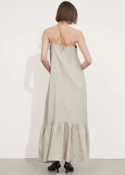 Robe Midi à Bretelles En Lin