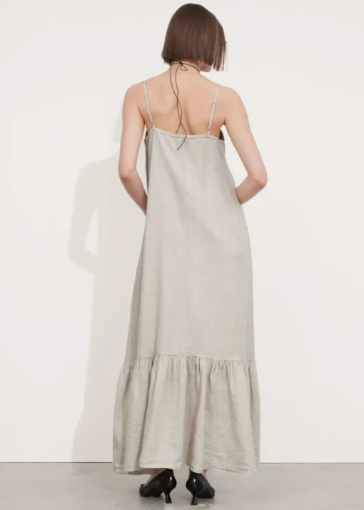 Robe Midi à Bretelles En Lin