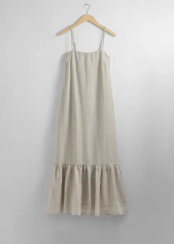 Robe Midi à Bretelles En Lin