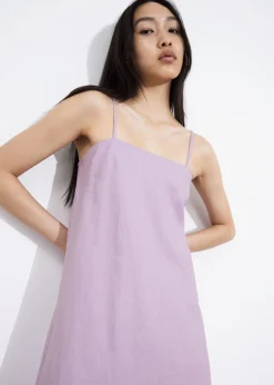 Robe Midi à Bretelles En Lin