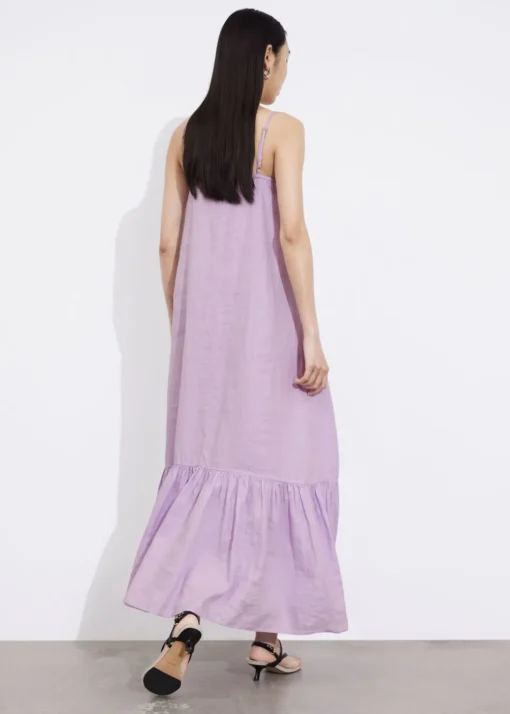 Robe Midi à Bretelles En Lin
