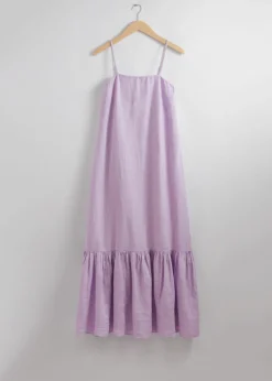 Robe Midi à Bretelles En Lin
