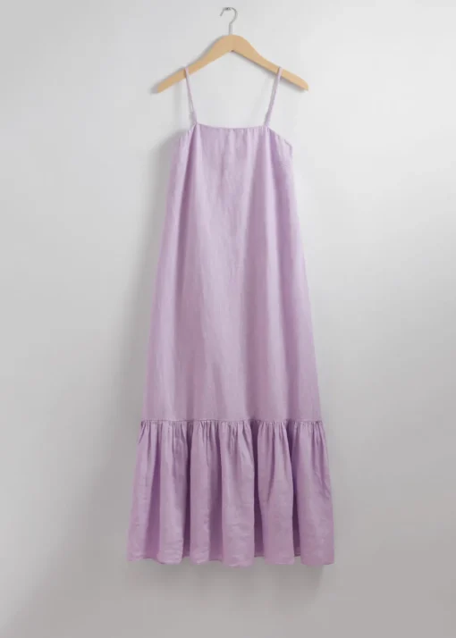 Robe Midi à Bretelles En Lin