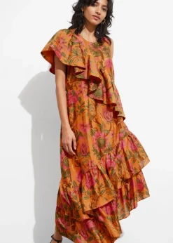 Robe Midi à Cascade De Volants